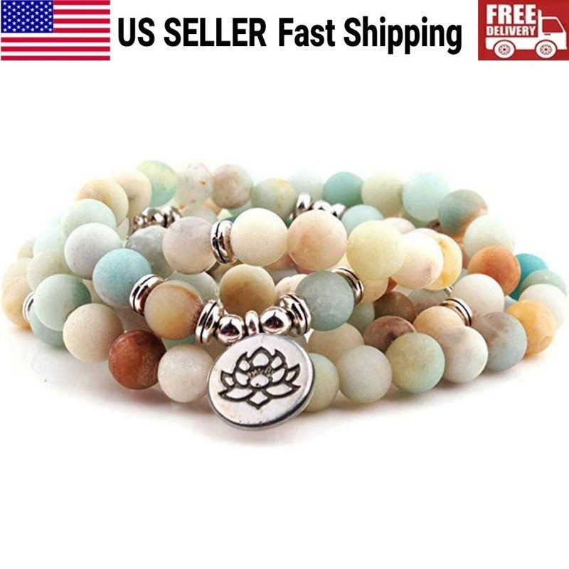 8mm 108 Mala Beads Wrap Bracelet Necklace for Yoga Charm Bracelet for Women Men