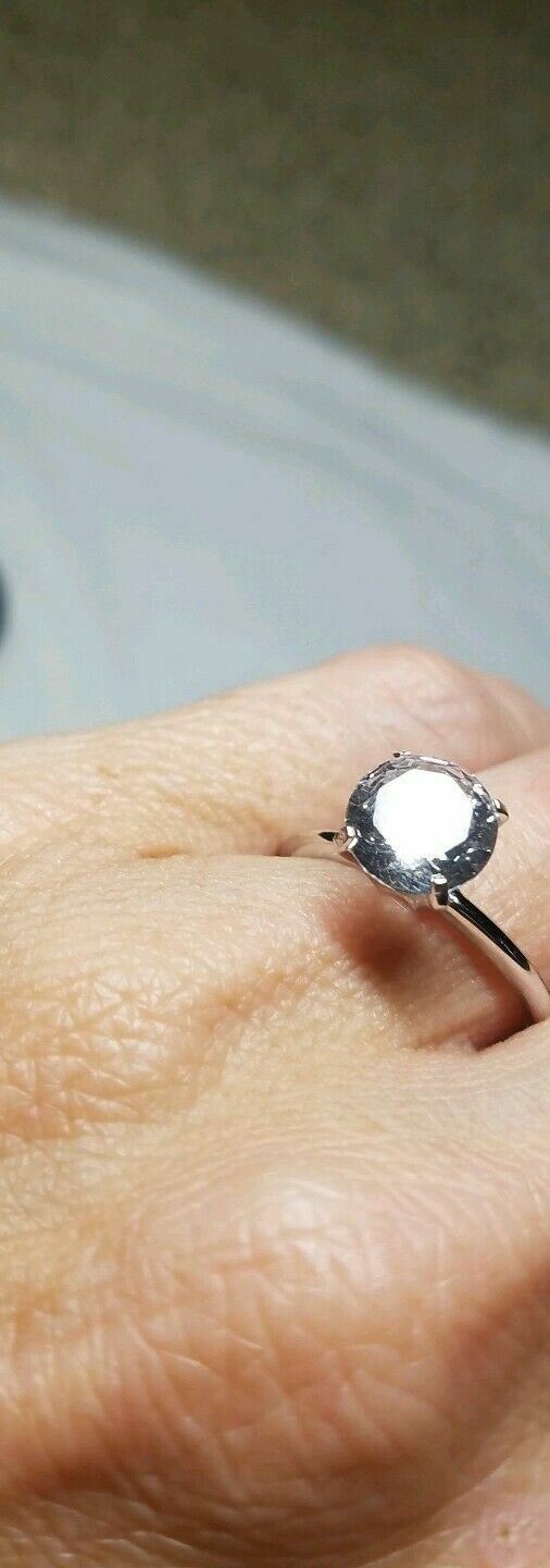 2.00ct CZ White Zirconia Solitaire Sterling Silver Ring Sz 8