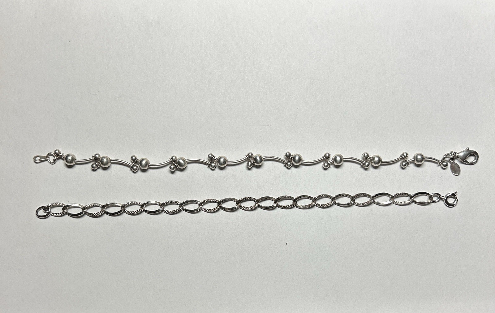 Women’s Bracelets Silver Links Chain Jewellery Adjustable Set Of 2PC See Pics