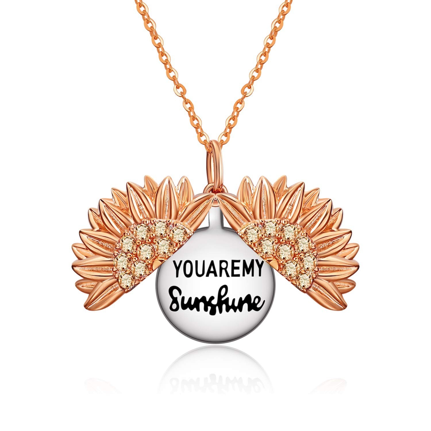 Sunflower Locket Necklace in Sterling Silver – You Are My Sunshine Jewelry Gift