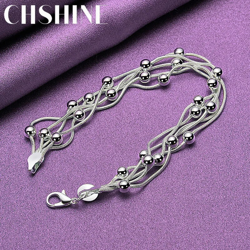 CHSHINE 925 Sterling Silver Five Snake Chain Bracelet Fashion Charm Jewelry