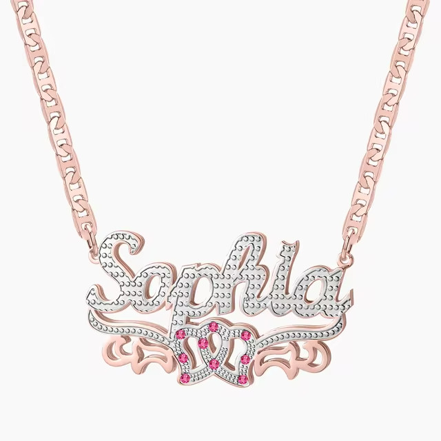 Custom Name Birthstone Necklace Pendant Personalized Jewelry Gold Silver Chain