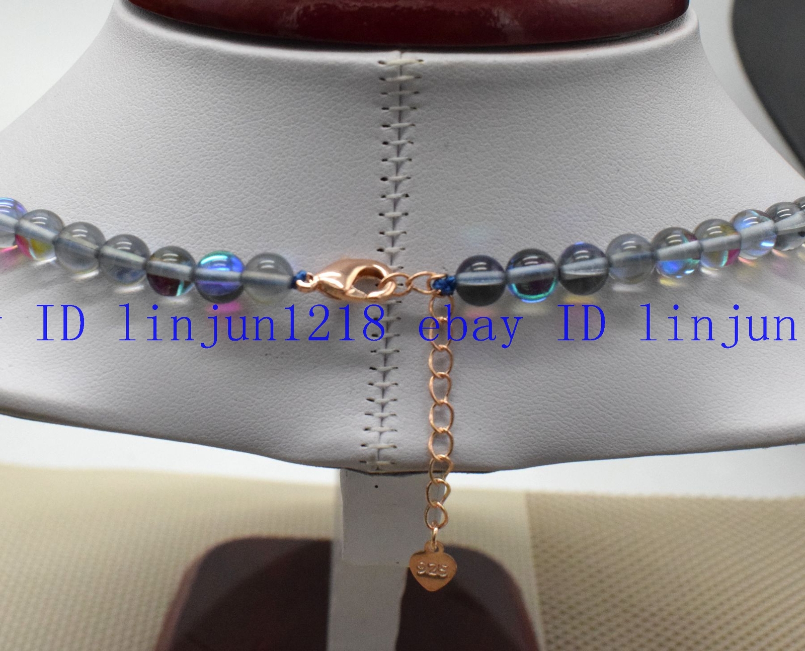 6-12mm gray Gleamy Rainbow Moonstone Round Gemstone Necklace18”925 Silver Clasp