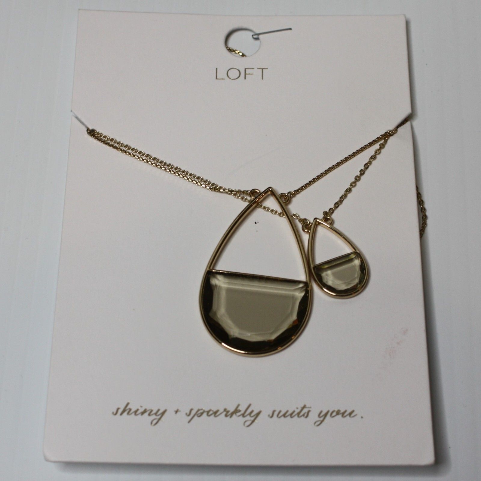 Loft Half Circle Stone Pendant Necklace Set New on Card MSRP $39.50