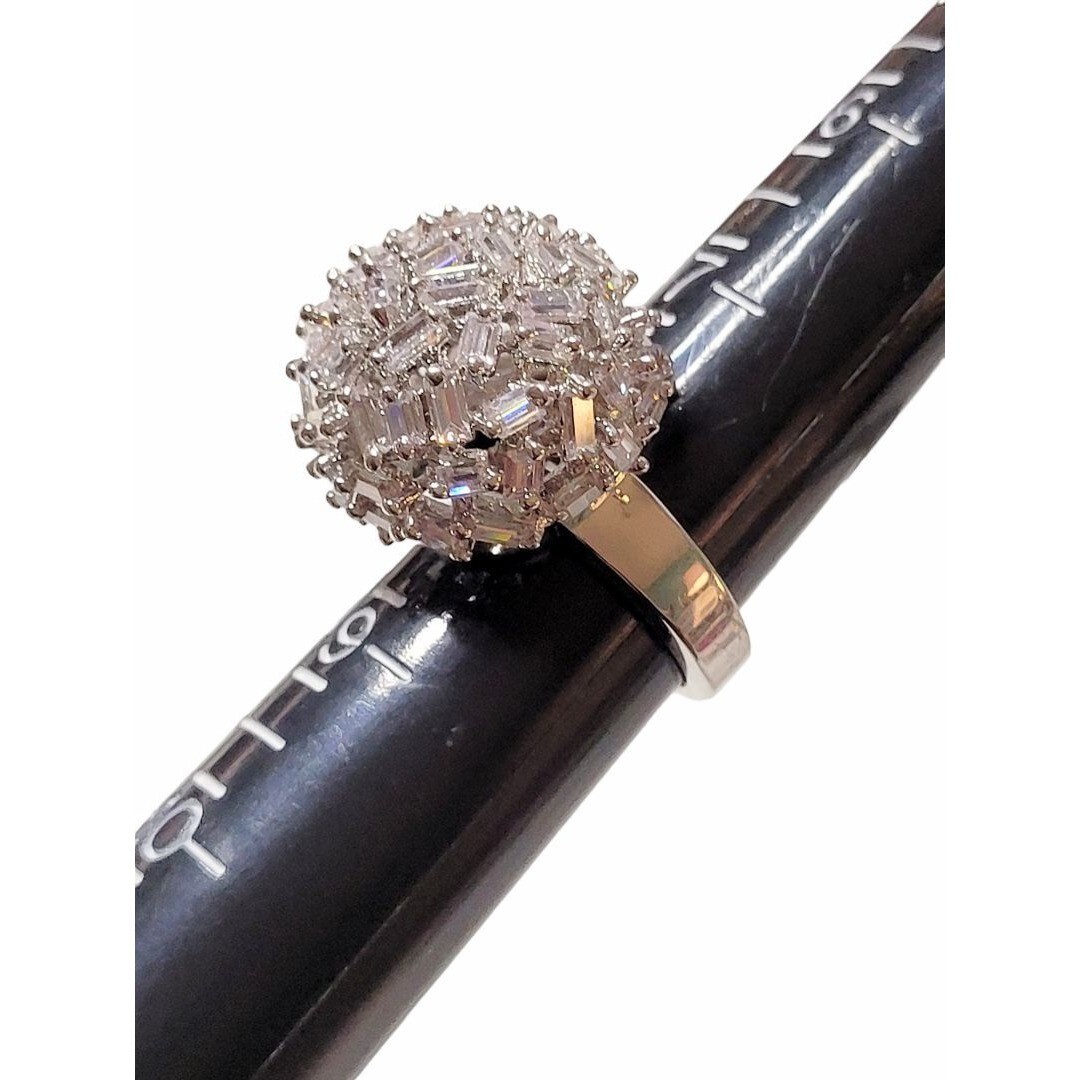 Silver Tone Cubic Zerconia Dome Bling Cocktail Ring Size 8