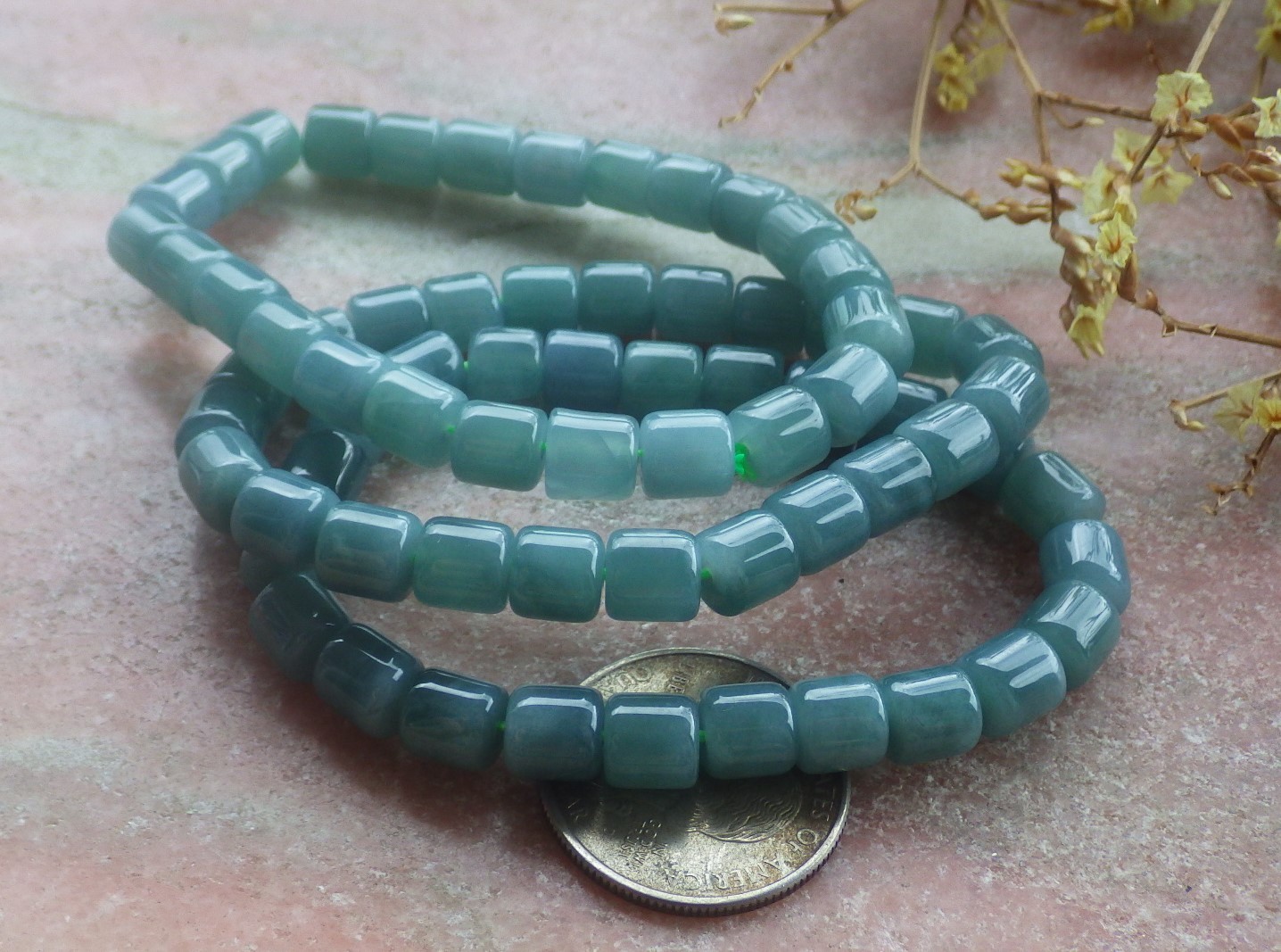 1 Pcs Icy Green 100% A JADE Jadeite Bead Beads Bangle Bracelet 7 inches 734761