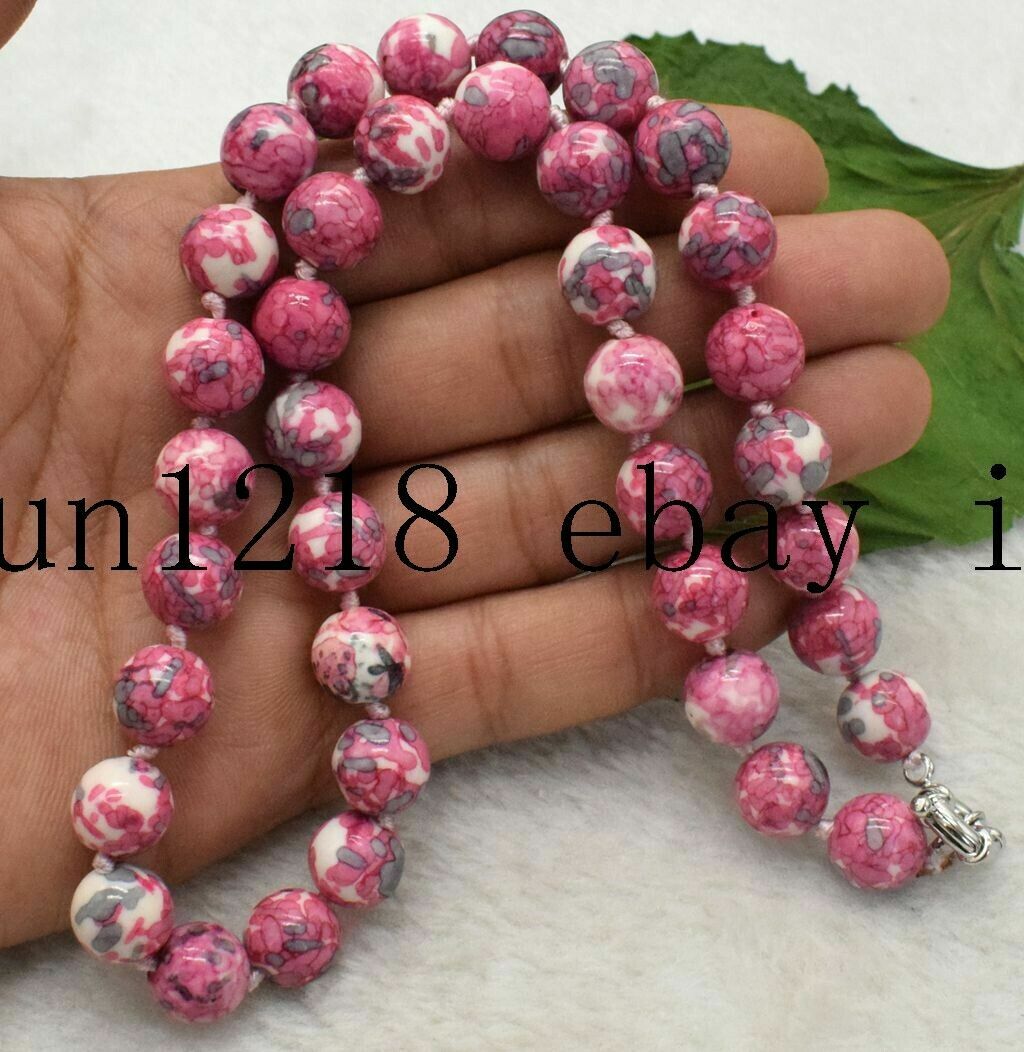 Natural 8MM Red Multicolor Turquoise Gemstone Beads Necklace 18-36” AAA