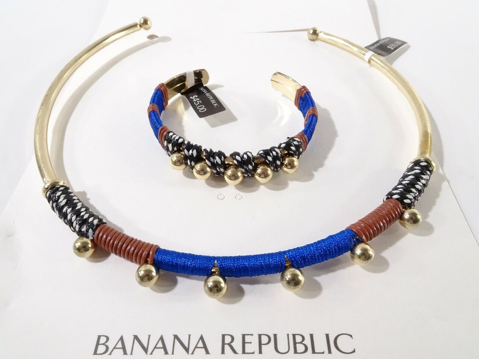 Banana Republic Women’s Sphere Collar Cuff Necklace Bracelet Set NWT 125