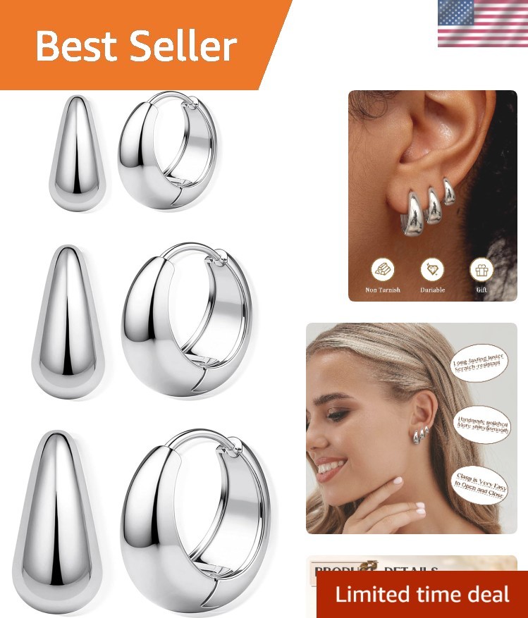 Lightweight & Stylish 14K Gold Plated Small Hoops – Perfect for Everyday Wear