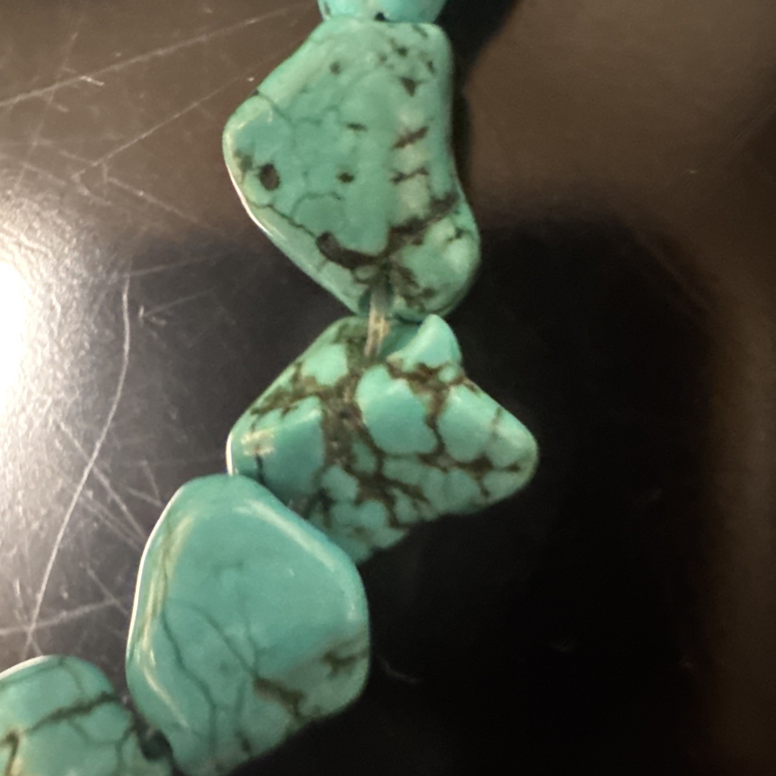 Block Turquoise Tie Back Necklace