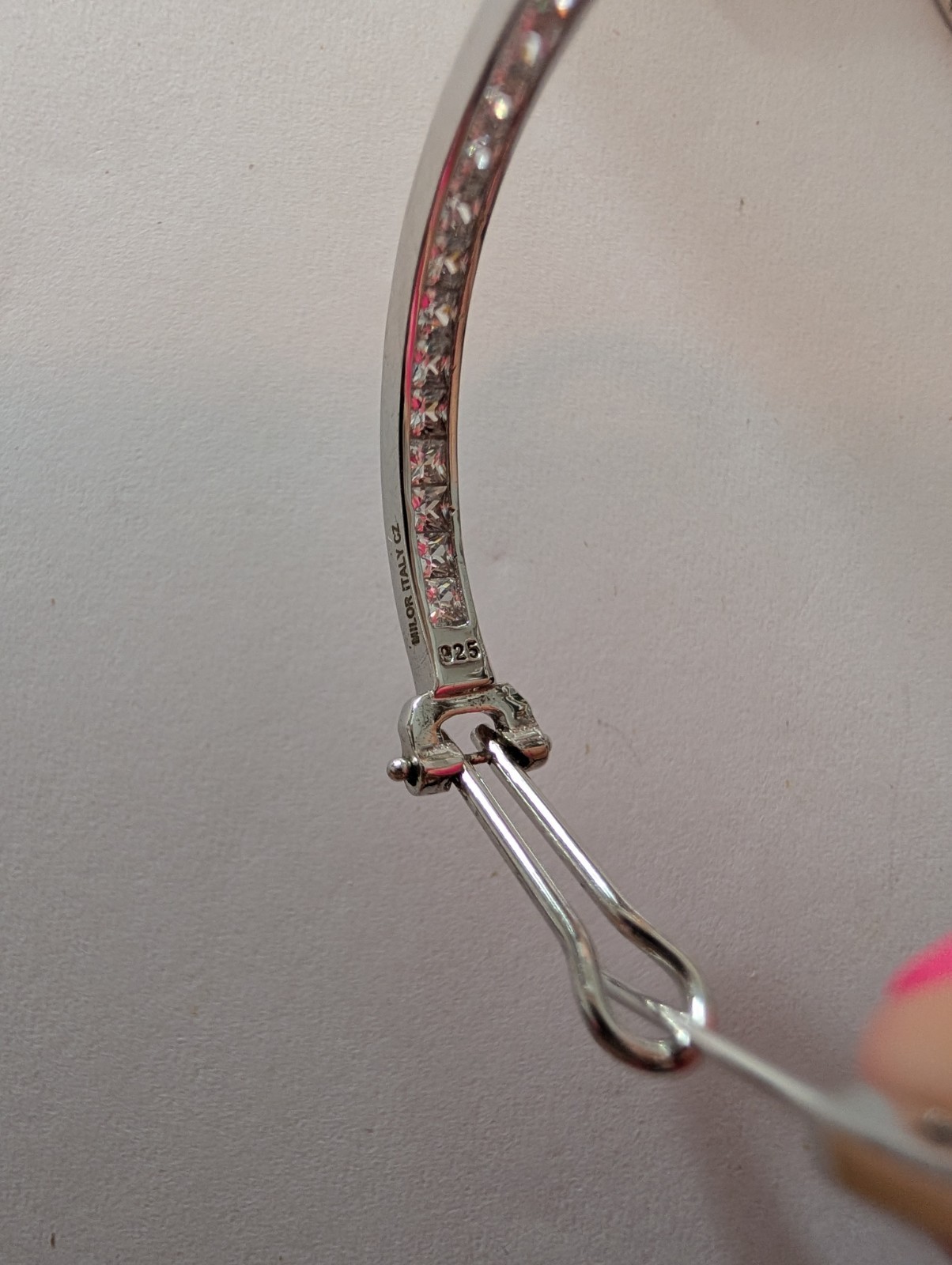 Milor Italy 925 Silver Cubic Zirconia CZ Hoop Leverback Earrings 1.75″ 11 Grams