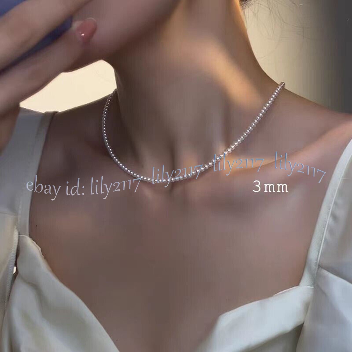 Classic Small 3mm White South Sea Shell Pearl Round Beads Necklace 14-28 inches