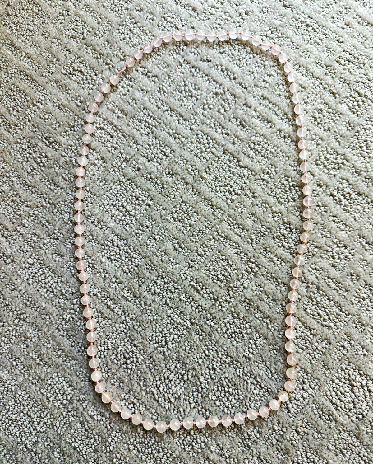 Pink Round Rose Quartz Gemstone Beaded Strand Necklace Ball/Bead Chain Stone
