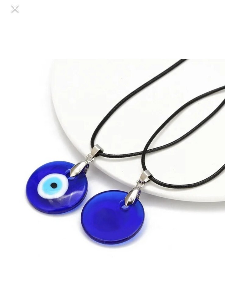 Evil Eye Necklace Bracelets,Blue Turkish Glass Leather Rope Evil Eye Necklace
