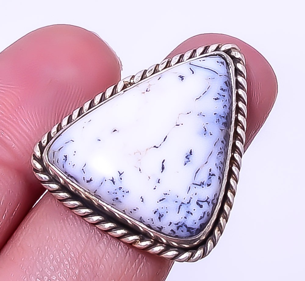 Dendritic Opal – Brazil 925 Silver Plated Jewelry Ring Adjustable (8)
