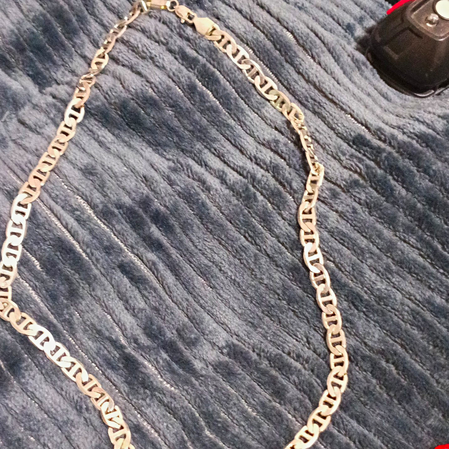 Silver Tone Figaro Chain Necklace – Metal, Lobster Clasp, No Stone