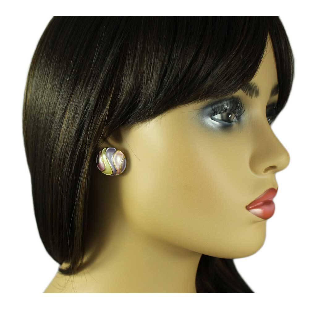 Pastel Enamel Striped Dome Pierced Earring – EQ440