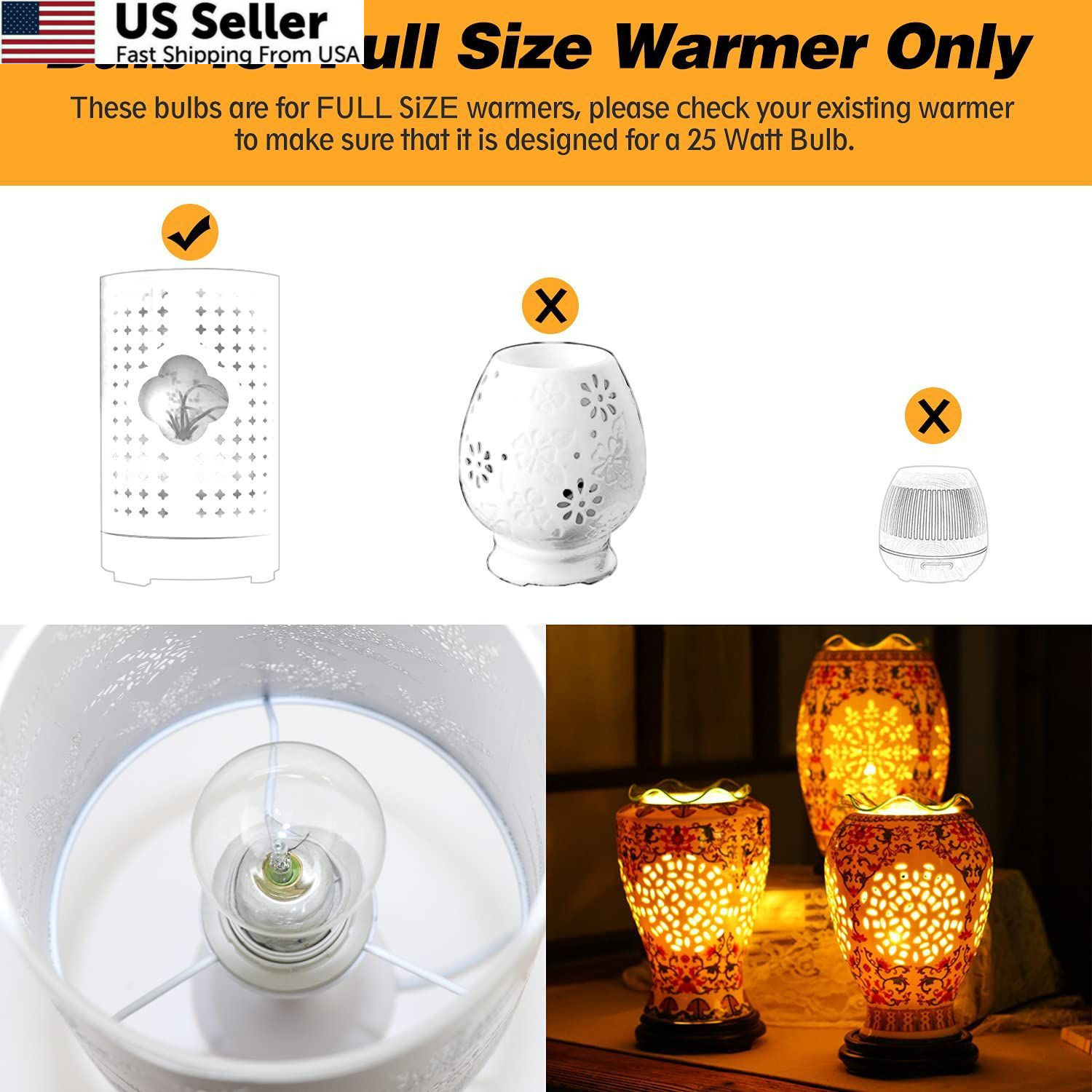 ETwinCoo Wax Warmer Light Bulbs, G50 25 Watt for 6 Count (Pack of 1), Clear