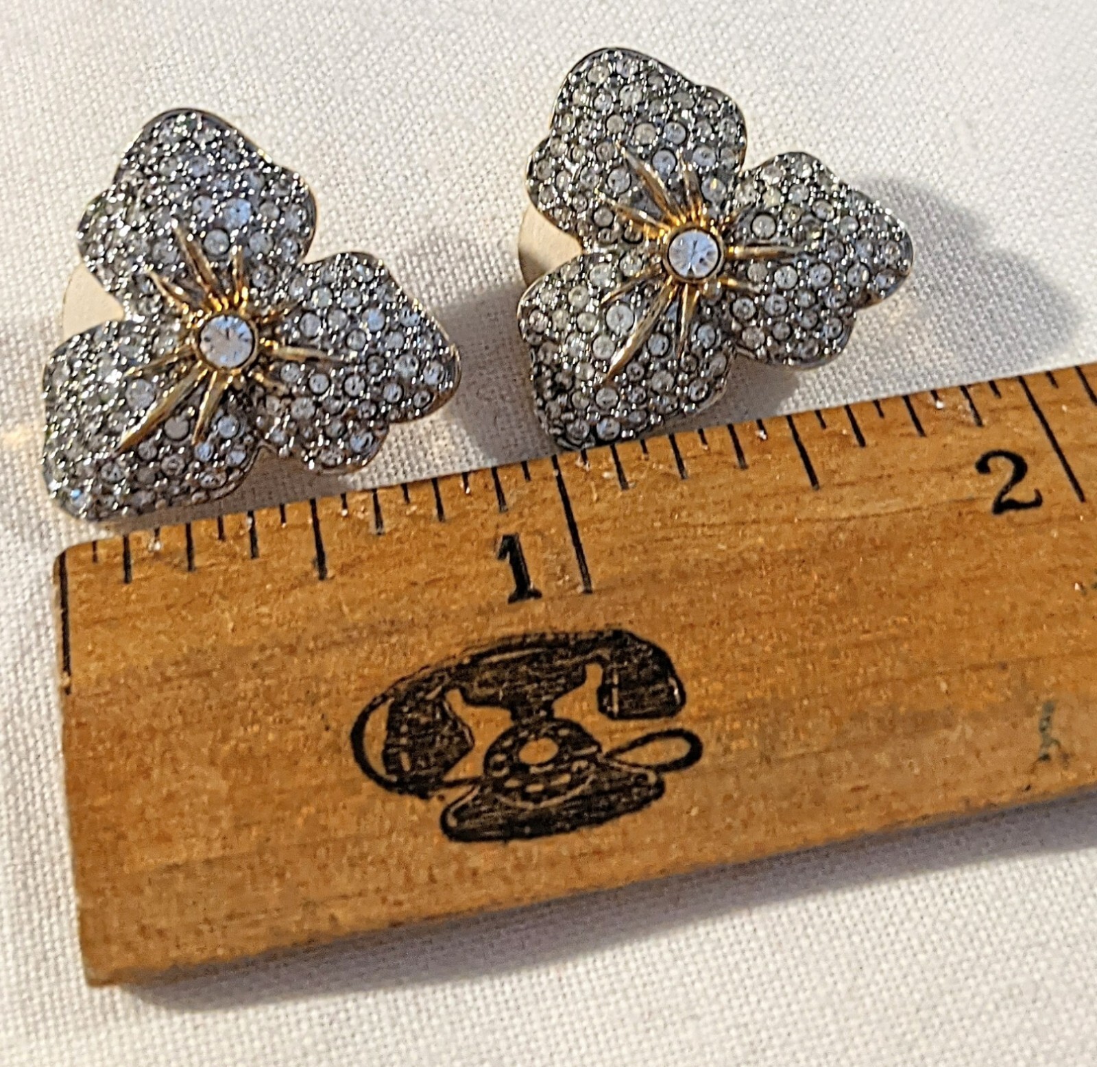 Swarovski Clear Crystal Pave Set Flower Shaped Clip-on Earrings Gold Plated