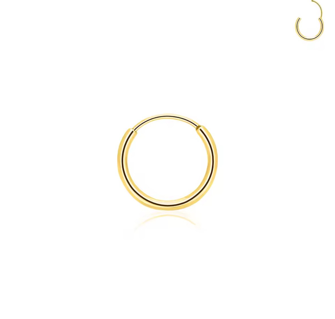Minimalist 12mm 16 Gauge Hoop Earrings G23 Titanium, everyday wear Gold & Silver
