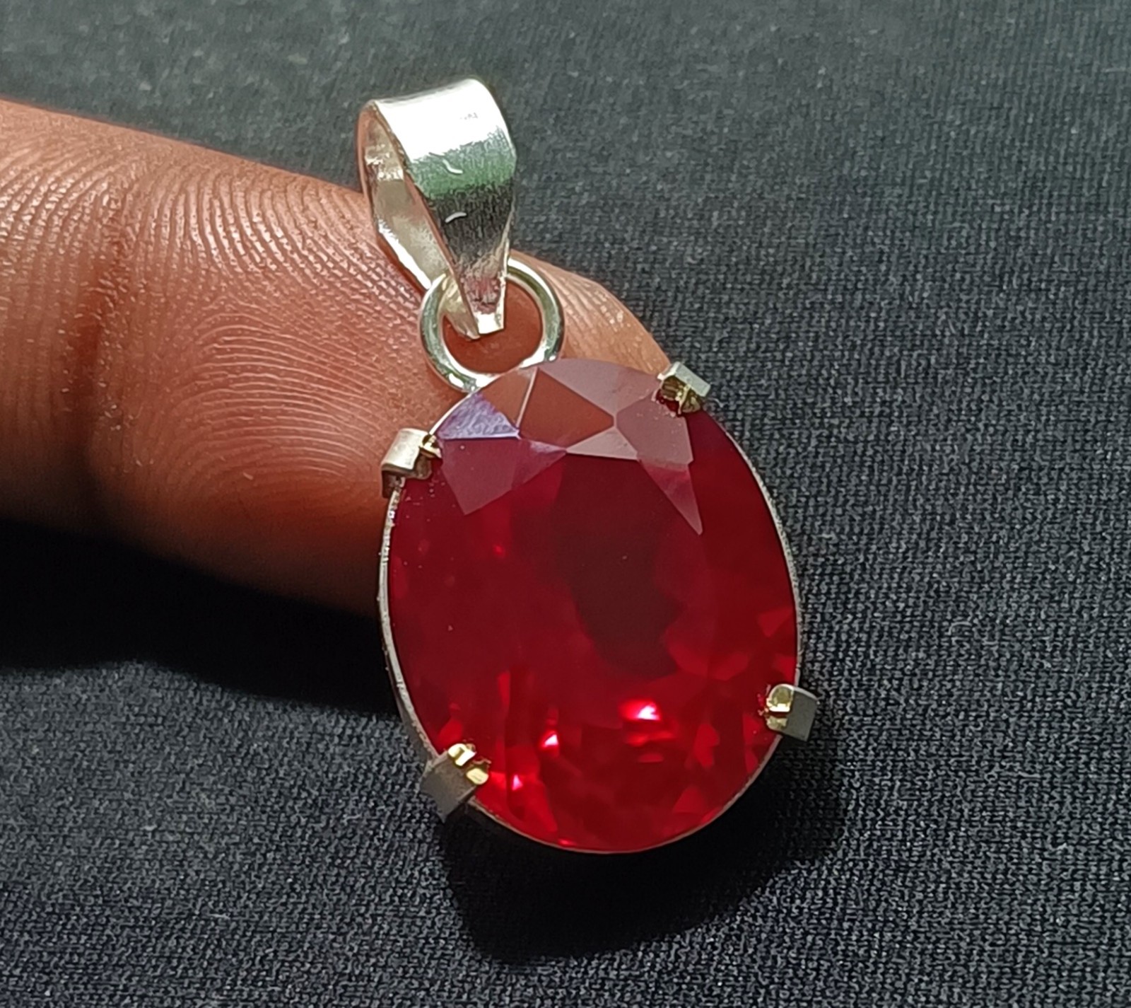 EGL Certified 40.60 Ct Natural RUBY 925 Solid Silver Pendant Loose Gemstone