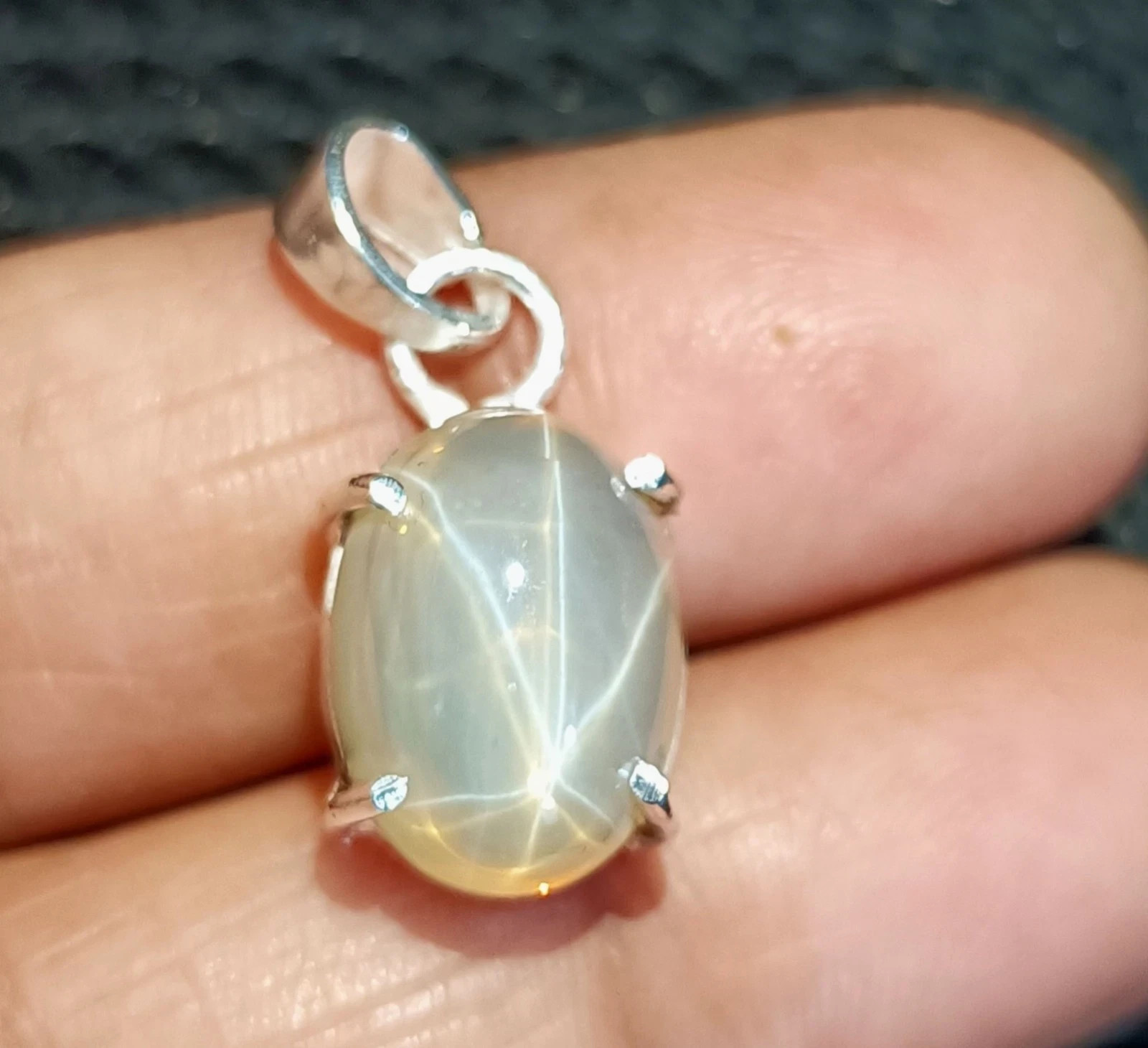 6 Ray 15.20 Ct Yellow Star Sapphire Sterling Silver Pendant GORGEOUS jewelry