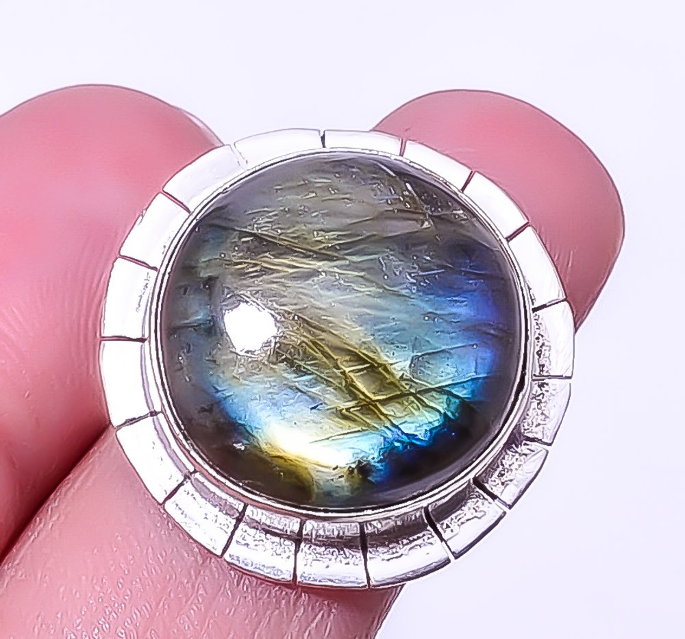 Labradorite – Canada Gemstone Handmade Silver Plated Jewelry Ring s.6 A361
