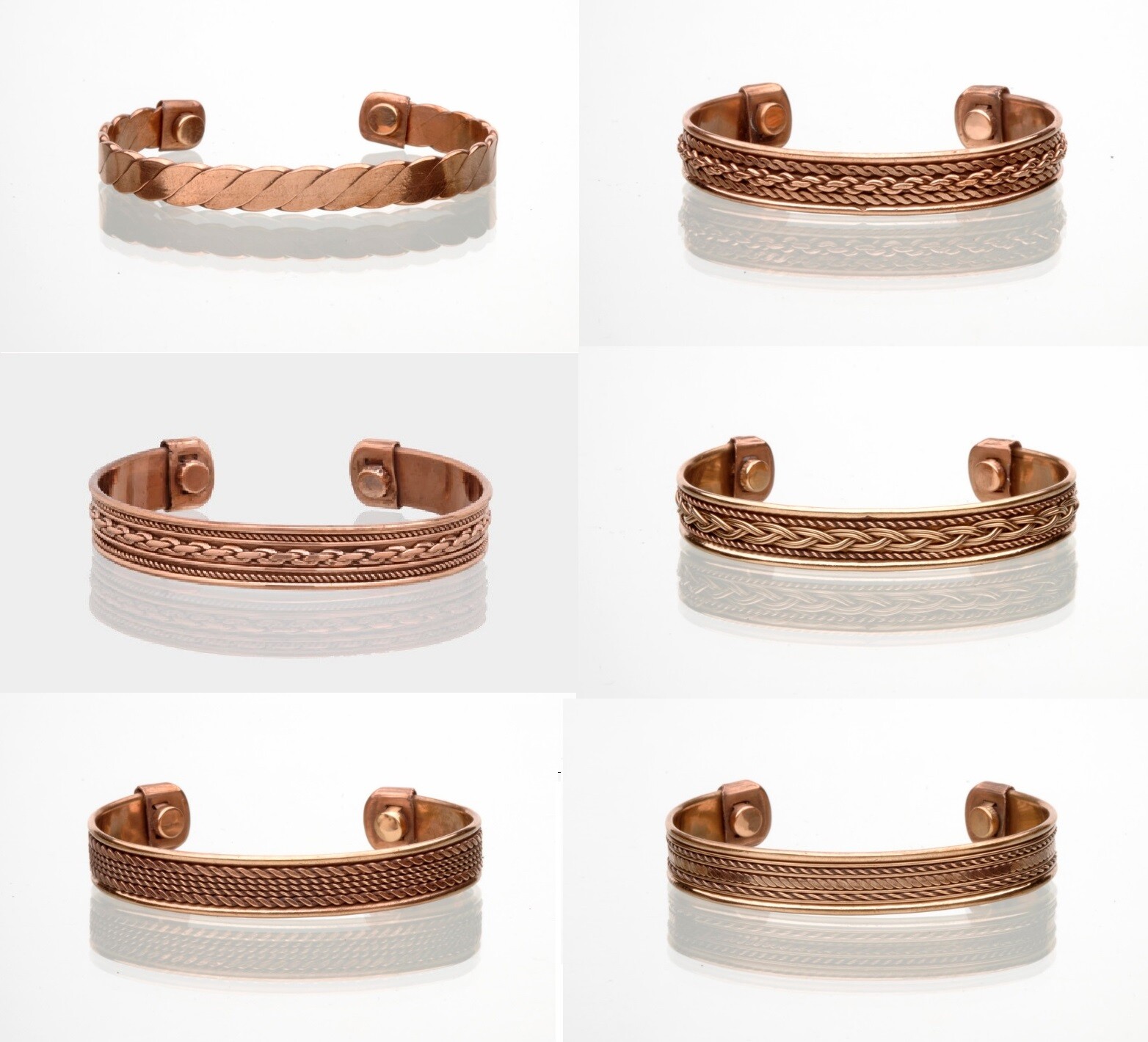 2 Pack Copper Magnetic Bracelet Arthritis Pain Therapy Energy Cuff Bangle