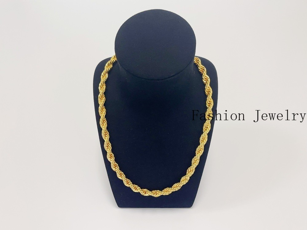 18K Yellow Gold Diamond Cut Rope Chain 10mm NecKlace Mens Womens 28″