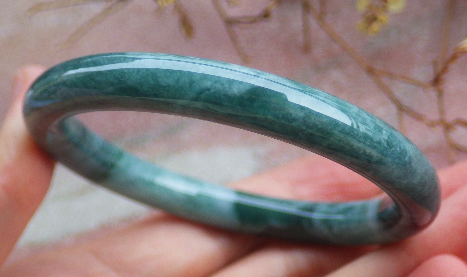 Video Certified Green Natural JADE JADEITE Circle Bangle Bracelet 53mm 420320 VS
