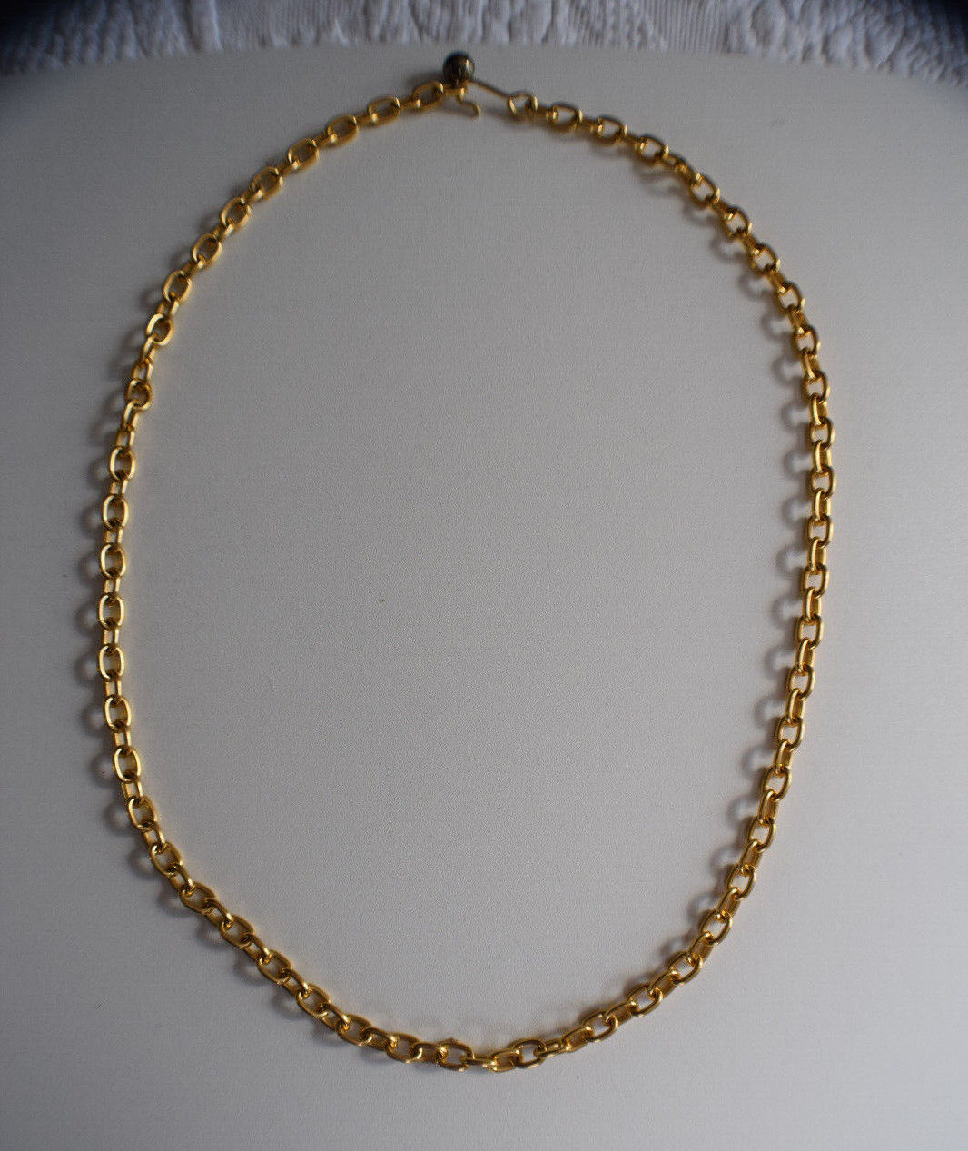Amazing Gold Tone Long Necklace with Hook and ball Closure 32″