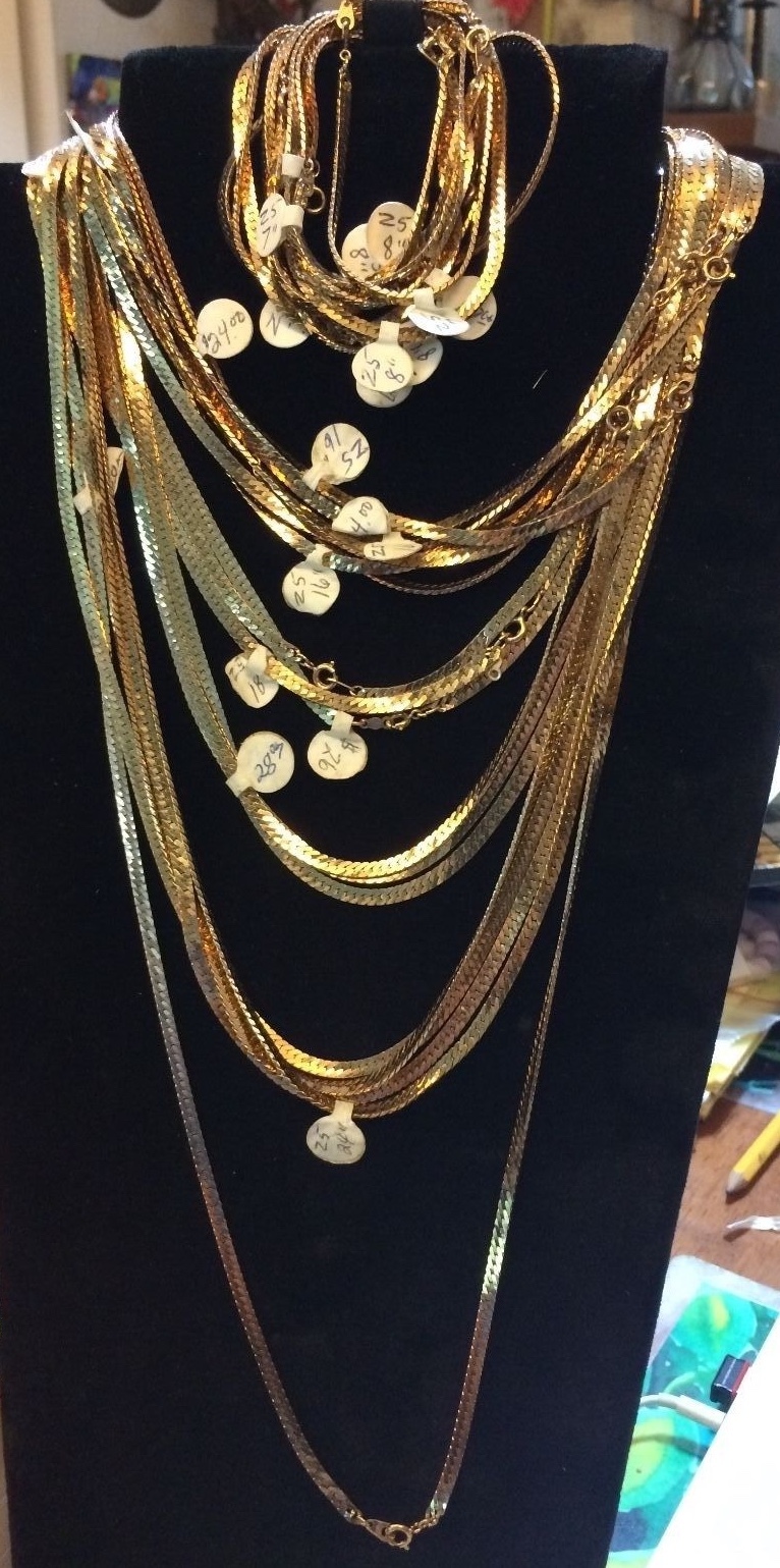 24k Gold Plated Chain Herringbone HB5, 8″,16″,18″,20″,24″,30″ lengths available