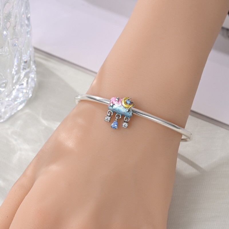KUNSIR 925 Sterling Silver AAA CZ Cloud Charm For Bracelet or Necklace Pendant