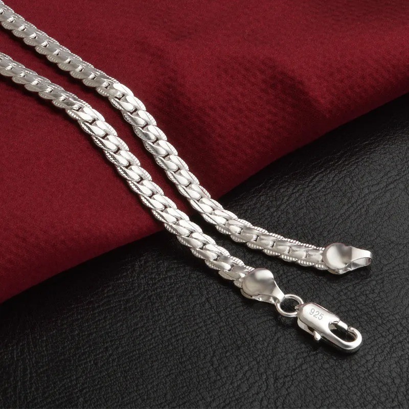 925 Sterling Solid Silver Chain Necklace Jewelry for Women Men Fashion Gift