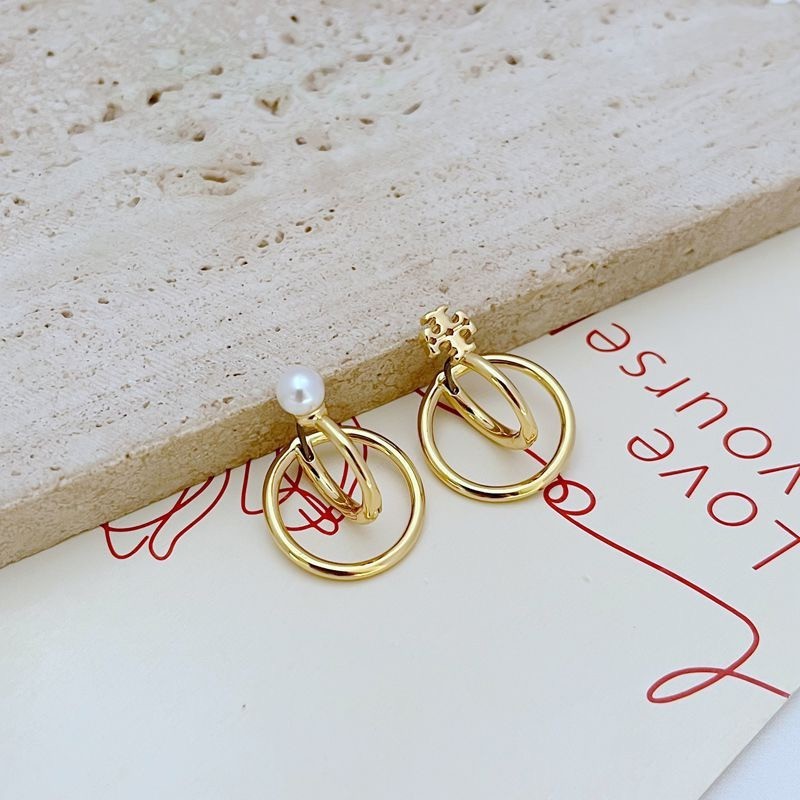 New Tory Double Circle Classic Double earring with Jewelry Pouch Size:2.2*1.8cm