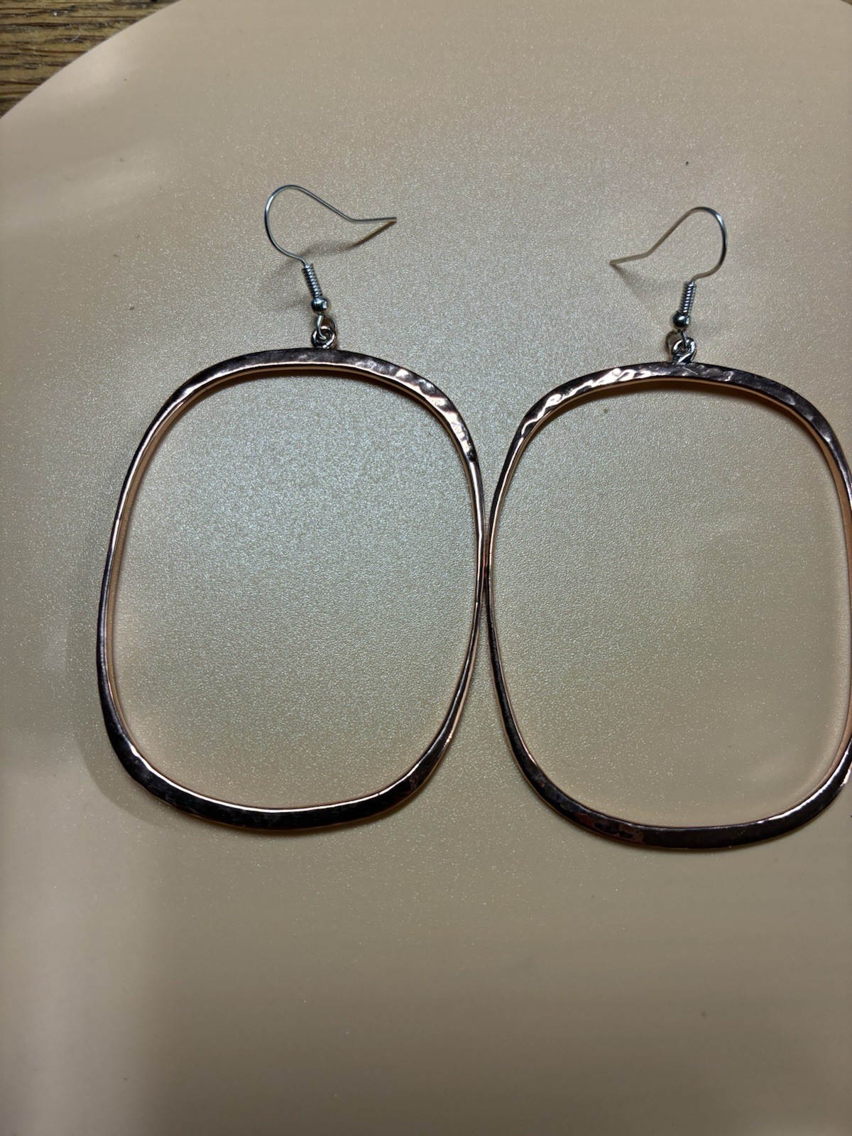 Solid Copper Hoop Earrings CE896 – 2 1/2 Inches Long X 1 3/4 Inches Wide.