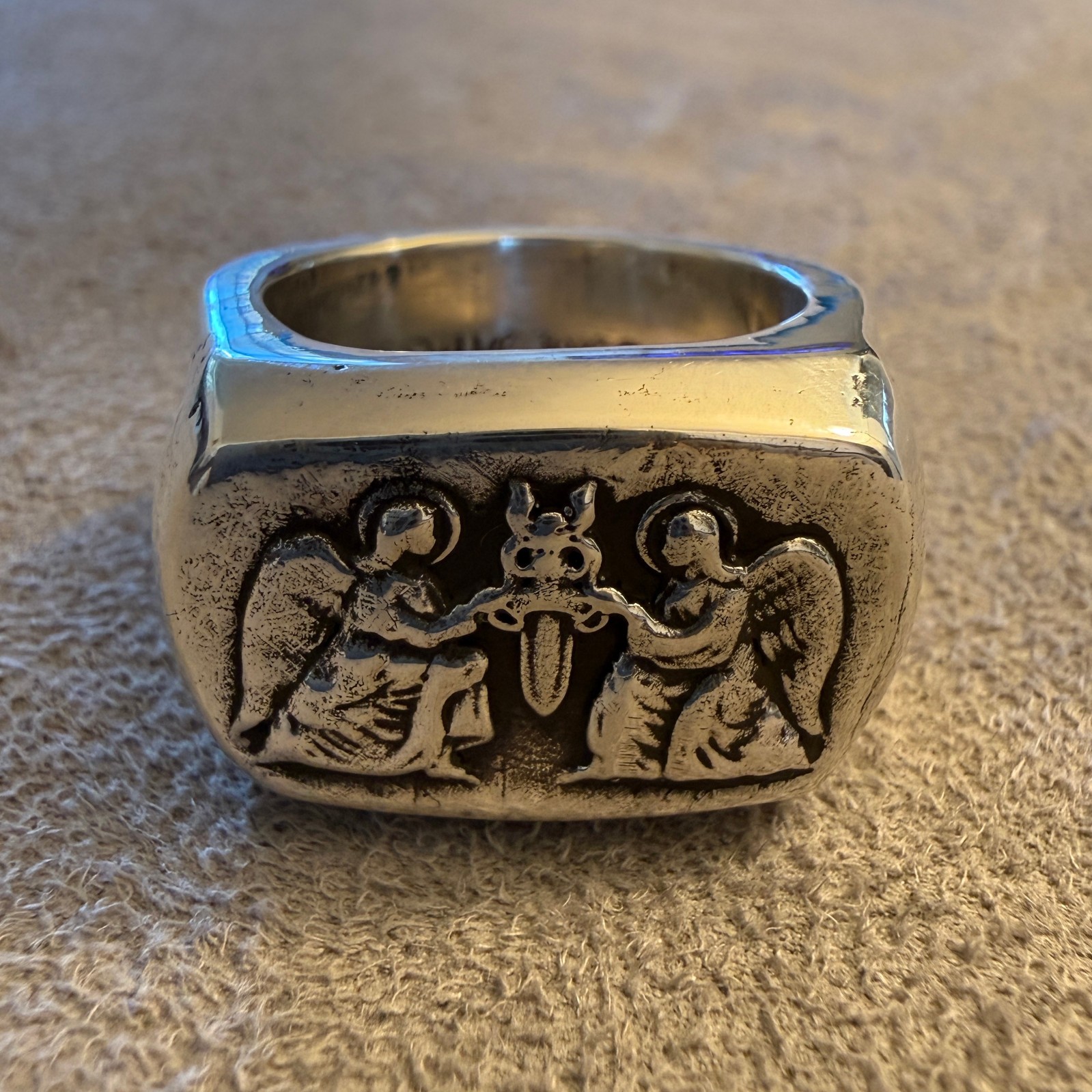 Chrome Hearts Big Pj Angel Silver Ring Size 9.75 *Pre Owned* RARE