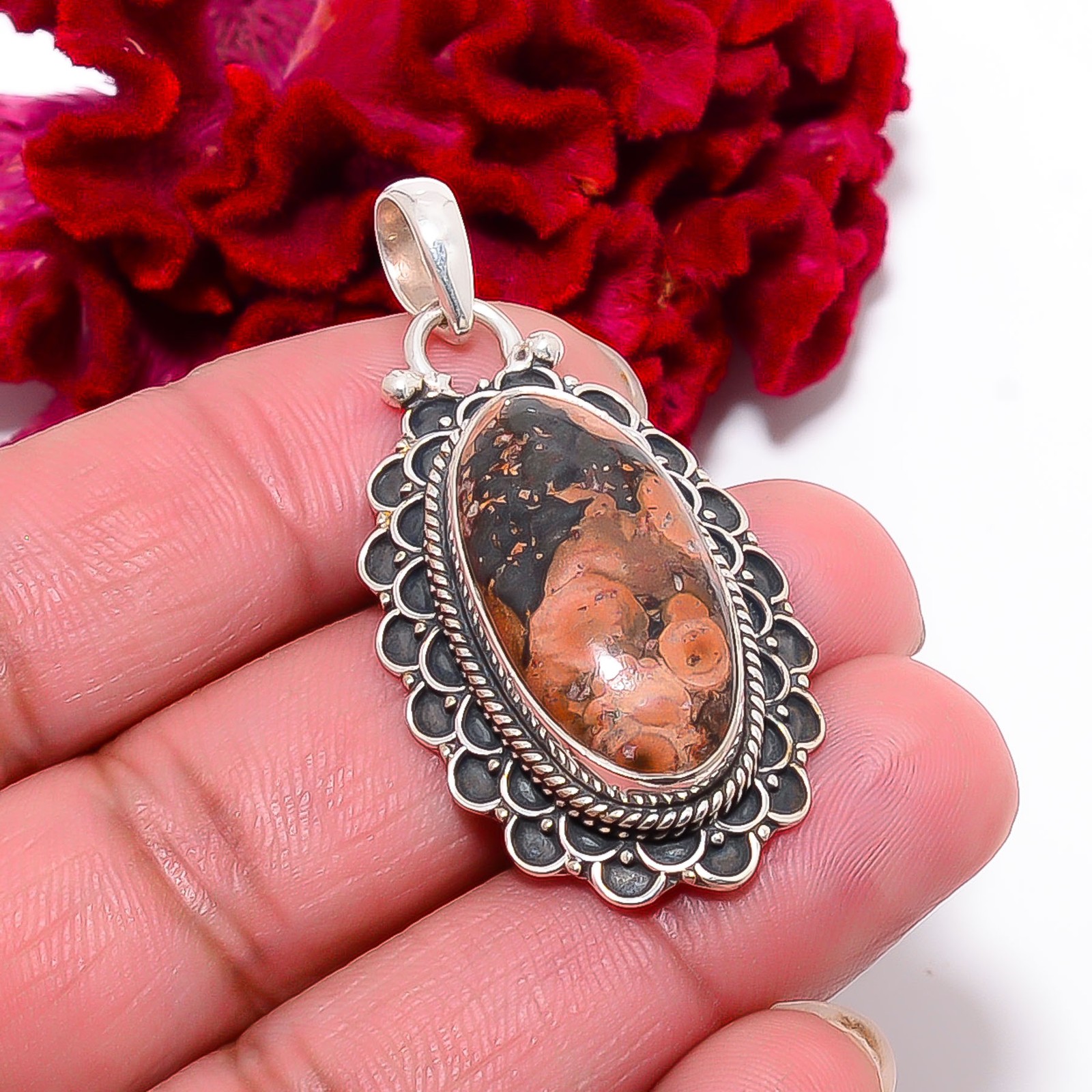 Cherry Creek Jasper – Australia Handmade 925 Sterling Silver Pendant 1.95″ P9976