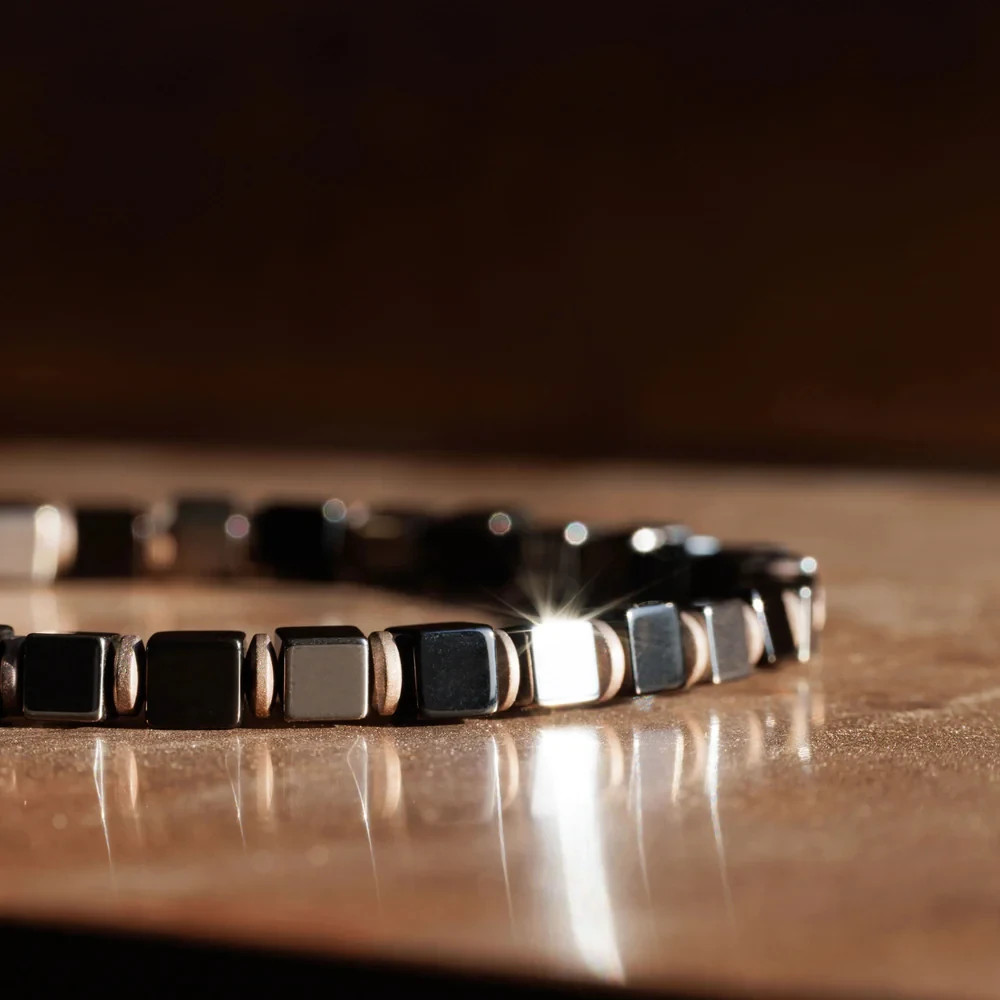 Genuine Hematite Protection Stretch Bracelet Healing Energy Balance Men Bracelet