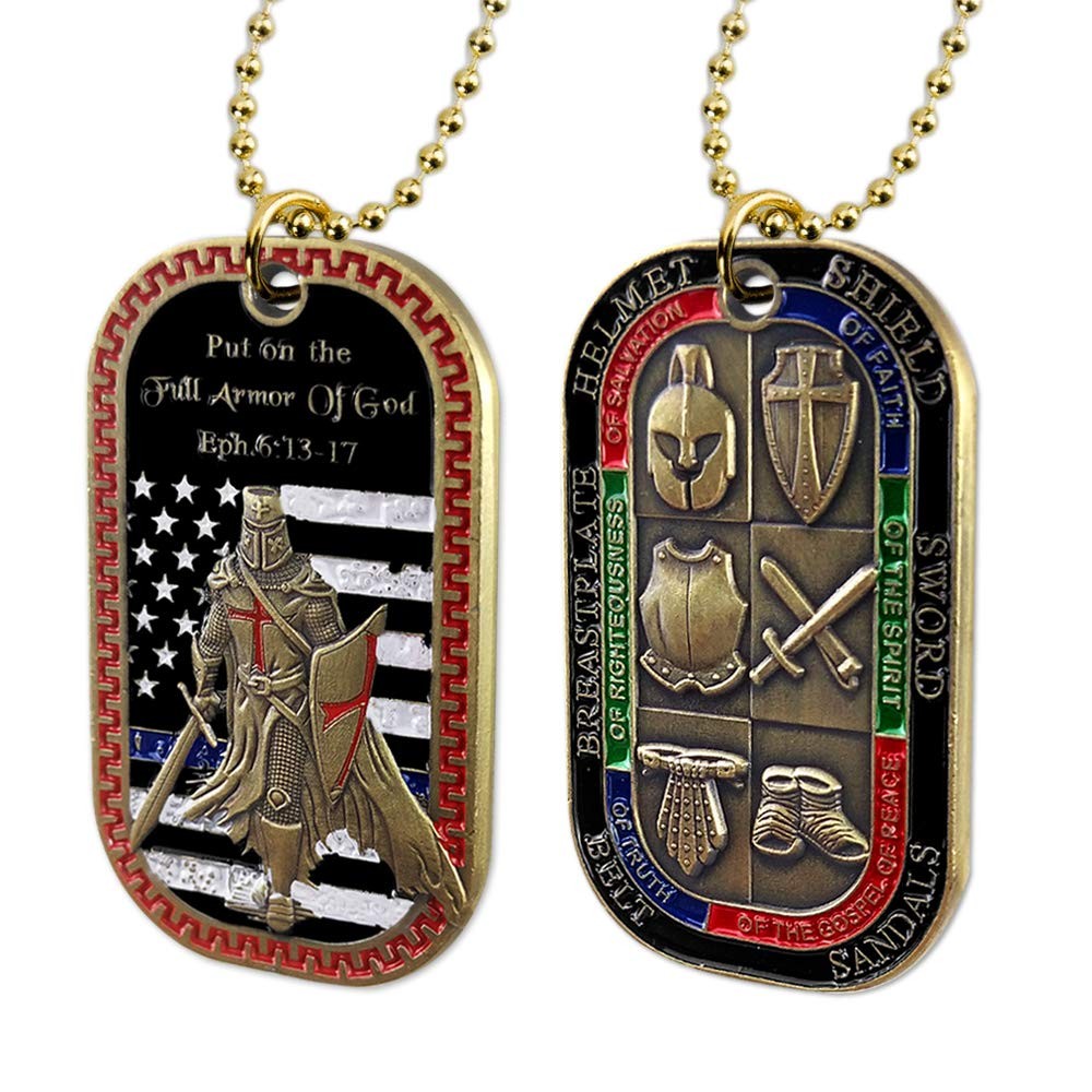AtSKnSK Put on the Whole Armor of God Dog Tag Pendant Necklace