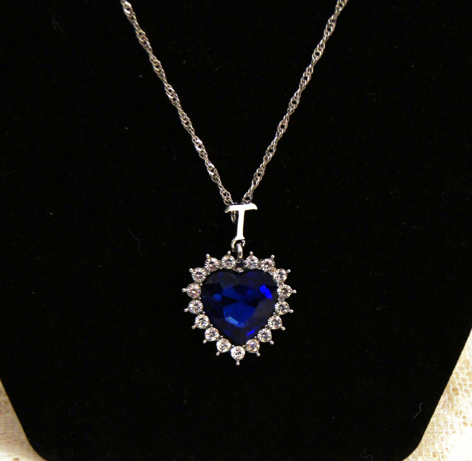 NEW Faux Sapphire & Diamond – Heart Shaped Pendant & Earring Set
