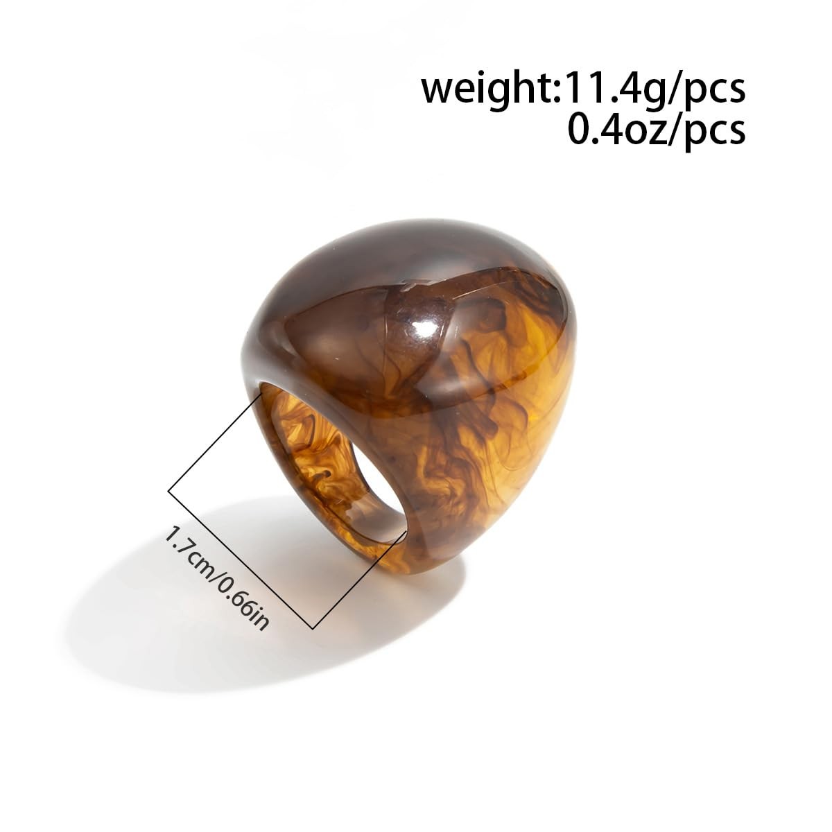 ‘s Chunky Statement Resin Ring – Big Acrylic Fashion Jewelry with Marble/Ambe…