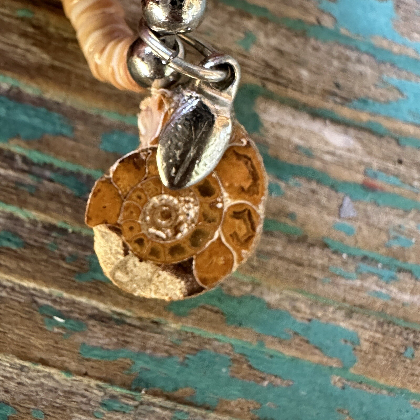 Ammonite Stone Shell Fossil Pendant Necklace 18 Inch Agate Beach Boho Hippie