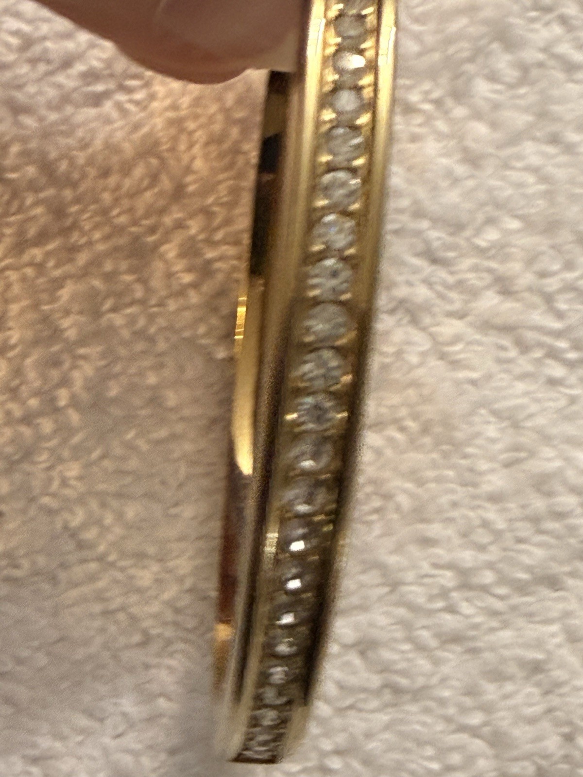 Fossil Brand Gold tone latch closure bangle with white stones