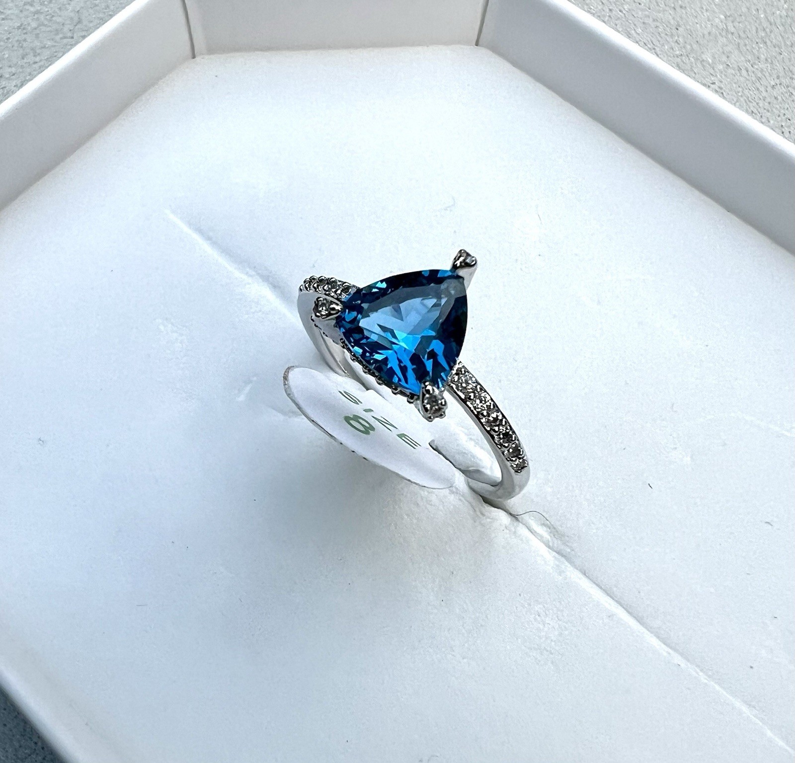 Bomb Party “Illuminated Moments” Lab Aqua Blue Spinel SZ 8 On Rhodium-no Og Bag