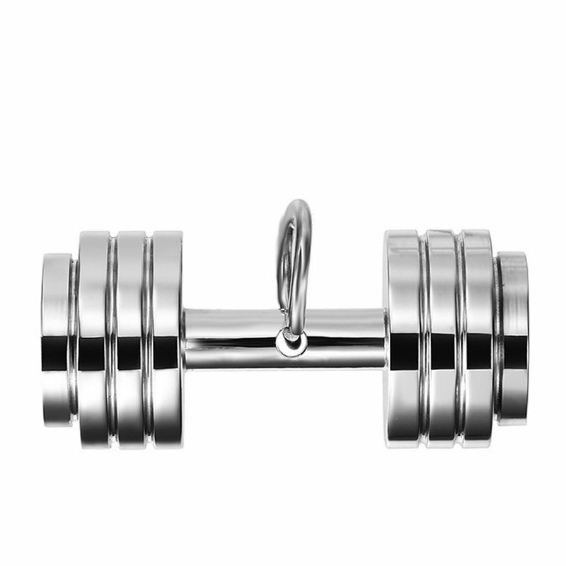 MENDEL Mens Stainless Steel Barbell Gym Weight Lifting Dumbbell Necklace Pendant