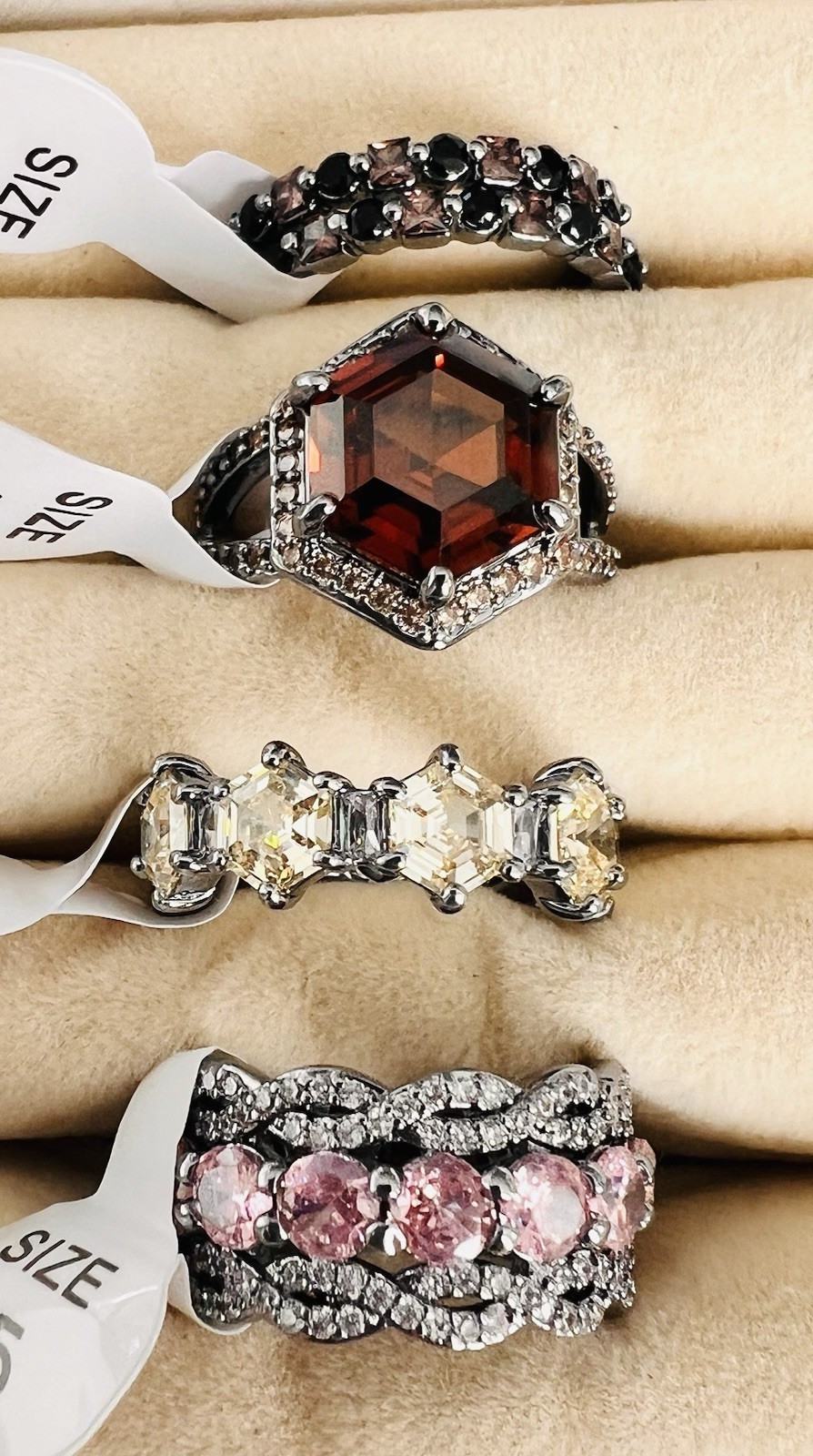 BP Rings Size 5 On Hematite Lab Created Assorted Gemstones