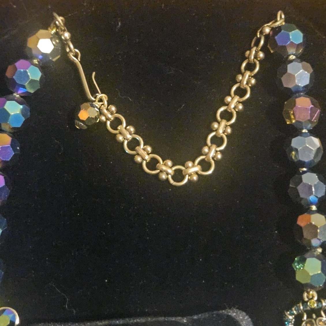 Heidi Daus Scarab Beetle Necklace Earrings Crystal Egyptian Revival Very Rare