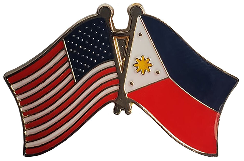USA – PHILIPPINES FRIENDSHIP CROSSED FLAGS LAPEL PIN – NEW – COUNTRY PIN