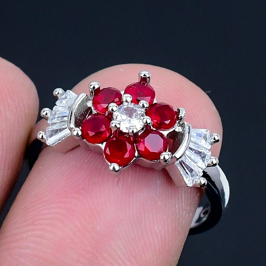 Mozambique Garnet 18K Gold Plated Handmade Ring of US Size Adjustable